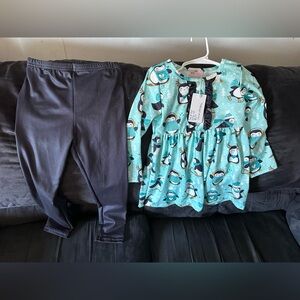 Penguin Print Kids Matching Set - Blue and Black